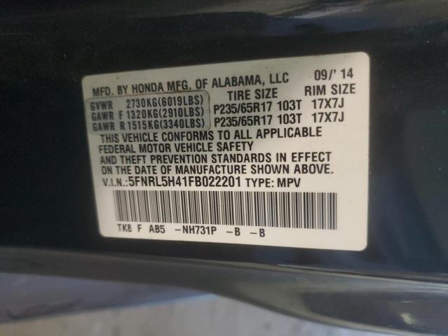 5FNRL5H41FB022201 - 2015 HONDA ODYSSEY EX BLACK photo 13