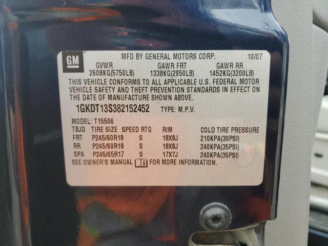 1GKDT13S382152452 - 2008 GMC ENVOY BLUE photo 13