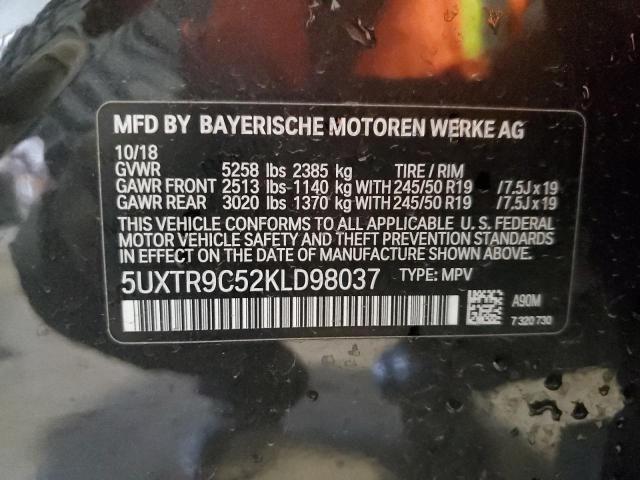 5UXTR9C52KLD98037 - 2019 BMW X3 XDRIVE30I CHARCOAL photo 13