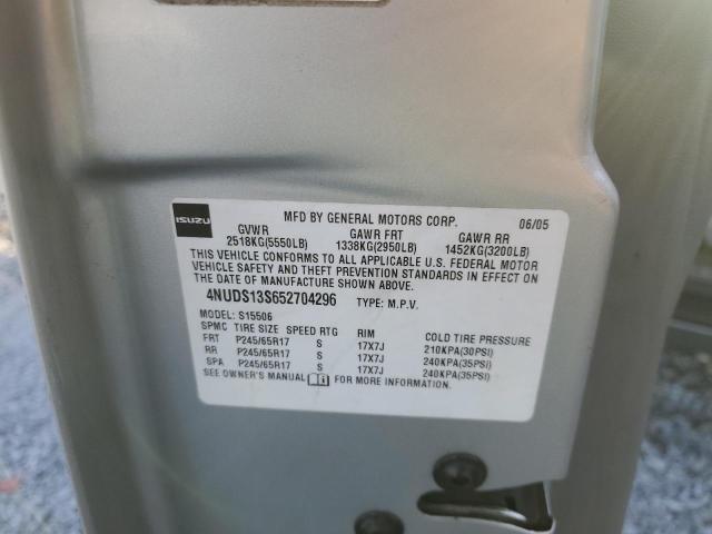 4NUDS13S652704296 - 2005 ISUZU ASCENDER S 银色 照片 13