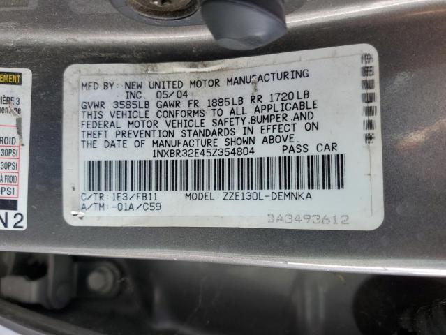 1NXBR32E45Z354804 - 2005 TOYOTA COROLLA CE GRAY photo 12