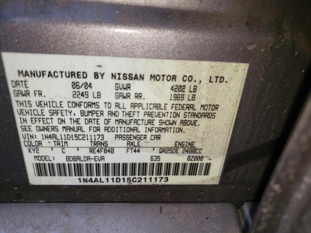 1N4AL11D15C211173 - 2005 NISSAN ALTIMA S SILVER photo 13