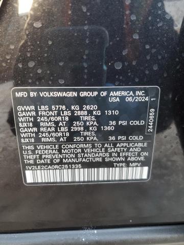 1V2LE2CA0RC251335 - 2024 VOLKSWAGEN ATLAS CROS SE Чорний фото 13