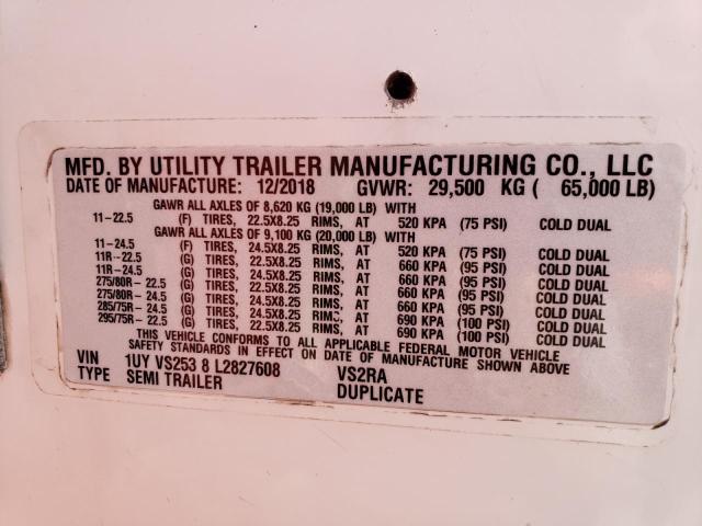 1UYVS2538L2827608 - 2020 UTILITY TRAILER WHITE photo 10