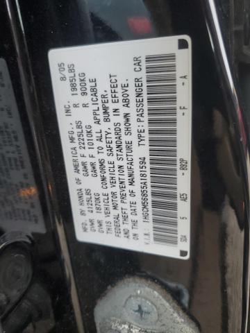 1HGCM56855A181594 - 2005 HONDA ACCORD EX BLACK photo 12