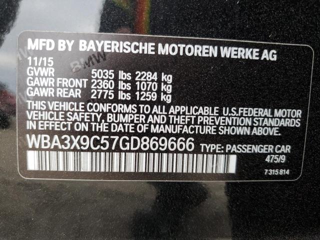 WBA3X9C57GD869666 - 2016 BMW 335 XIGT BLACK photo 12
