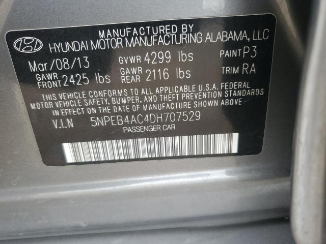 5NPEB4AC4DH707529 - 2013 HYUNDAI SONATA GLS GRAY photo 12