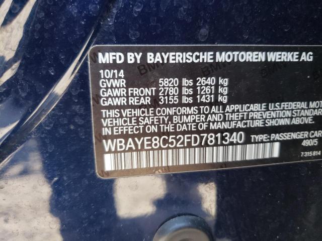 WBAYE8C52FD781340 - 2015 BMW 750 LI BLUE photo 12