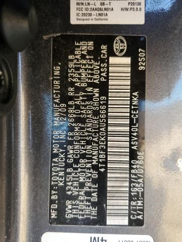 4T1BF3EK0AU566619 - 2010 TOYOTA CAMRY BASE CHARCOAL photo 12