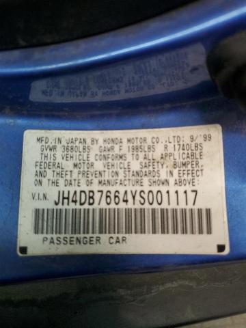 JH4DB7664YS001117 - 2000 ACURA INTEGRA GS BLUE photo 13