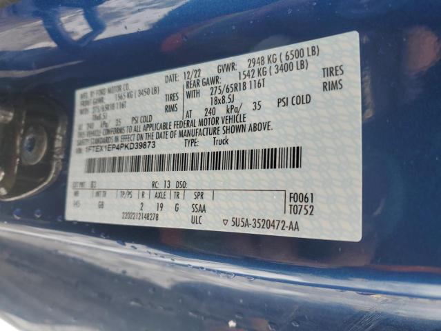 1FTEX1EP4PKD39873 - 2023 FORD F150 SUPER CAB BLUE photo 12