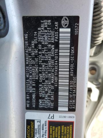 4T4BF1FK8ER410116 - 2014 TOYOTA CAMRY L SILVER photo 13