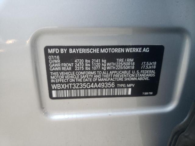 WBXHT3Z35G4A49356 - 2016 BMW X1 XDRIVE28I SILVER photo 12