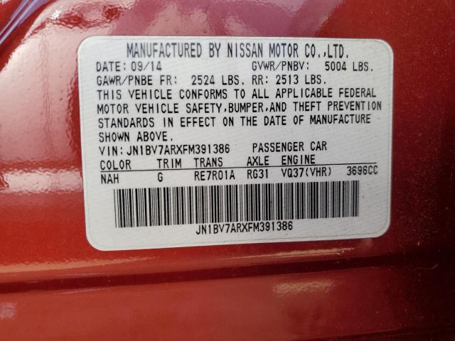 JN1BV7ARXFM391386 - 2015 INFINITI Q50 BASE RED photo 12