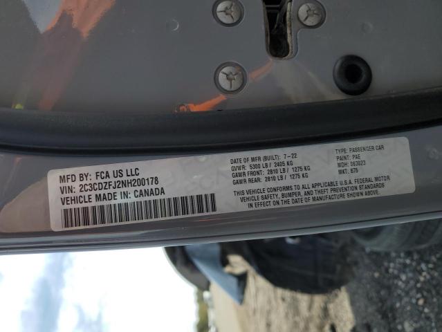 2C3CDZFJ2NH200178 - 2022 DODGE CHALLENGER R/T SCAT PACK GRAY photo 12