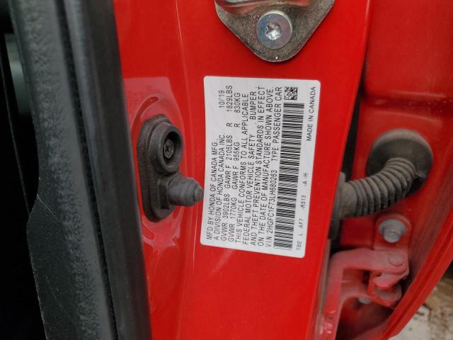 2HGFC1F73LH680263 - 2020 HONDA CIVIC EXL RED photo 13