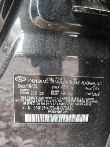 5NPEH4J21MH070430 - 2021 HYUNDAI SONATA LIMITED GRAY photo 12