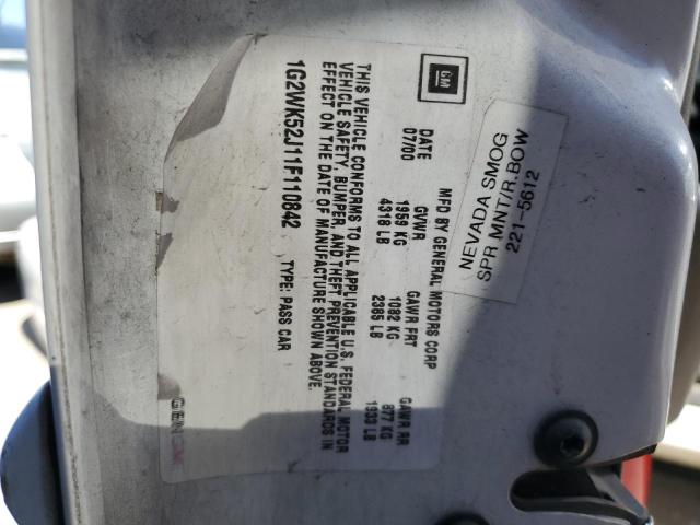 1G2WK52J11F110842 - 2001 PONTIAC GRAND PRIX SE 白色 照片 12