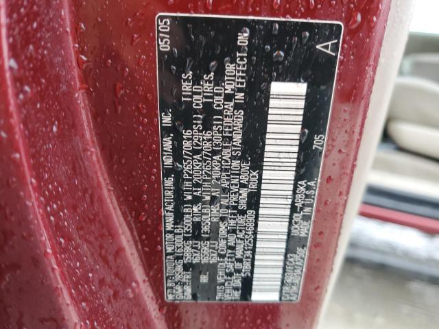 5TBRT34125S468909 - 2005 TOYOTA TUNDRA ACCESS CAB SR5 MAROON photo 12