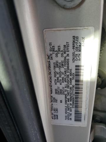 5TEGN92N71Z773790 - 2001 TOYOTA TACOMA DOUBLE CAB PRERUNNER SILVER photo 12