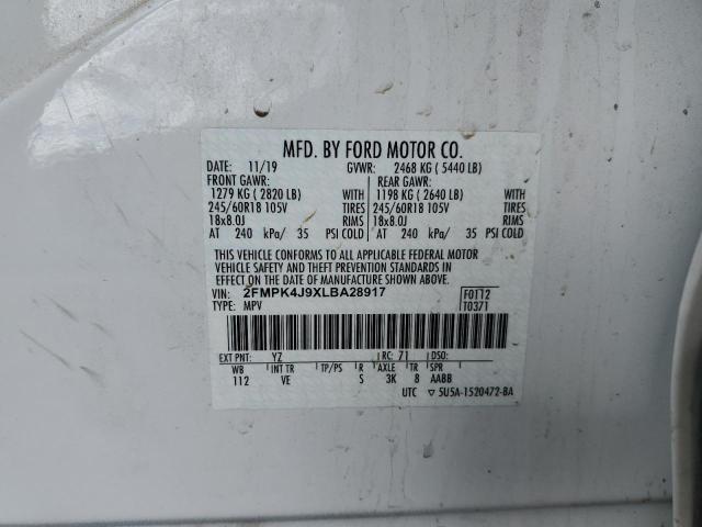 2FMPK4J9XLBA28917 - 2020 FORD EDGE SEL WHITE photo 13