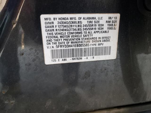 5FRYD3H41EB005585 - 2014 ACURA MDX TECHNOLOGY GRAY photo 14