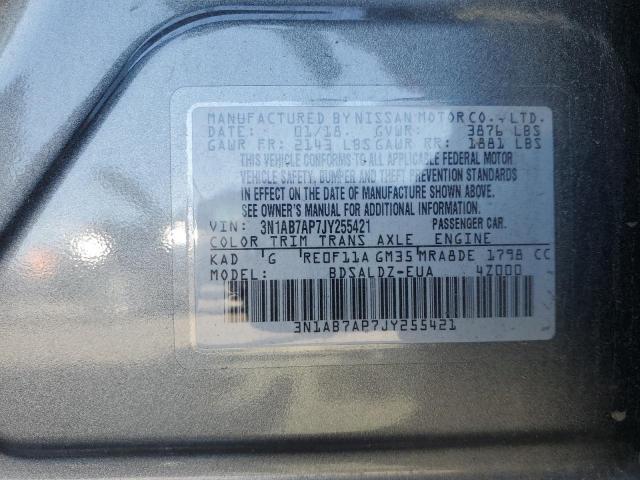 3N1AB7AP7JY255421 - 2018 NISSAN SENTRA S GRAY photo 12