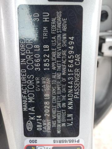 KNADN4A31F6459494 - 2015 KIA RIO EX SILVER photo 12