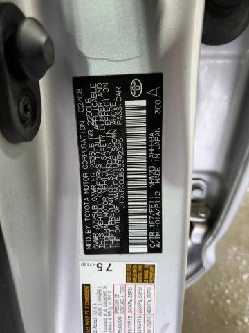 JTDKB20U883392396 - 2008 TOYOTA PRIUS SILVER photo 12