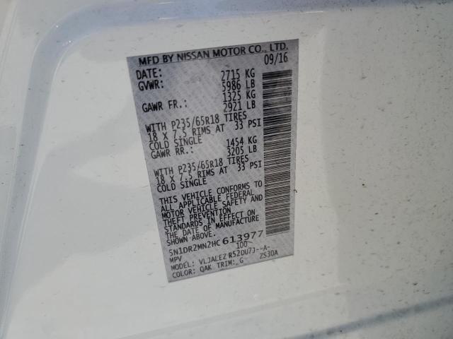 5N1DR2MN2HC613977 - 2017 NISSAN PATHFINDER S 白色 照片 13