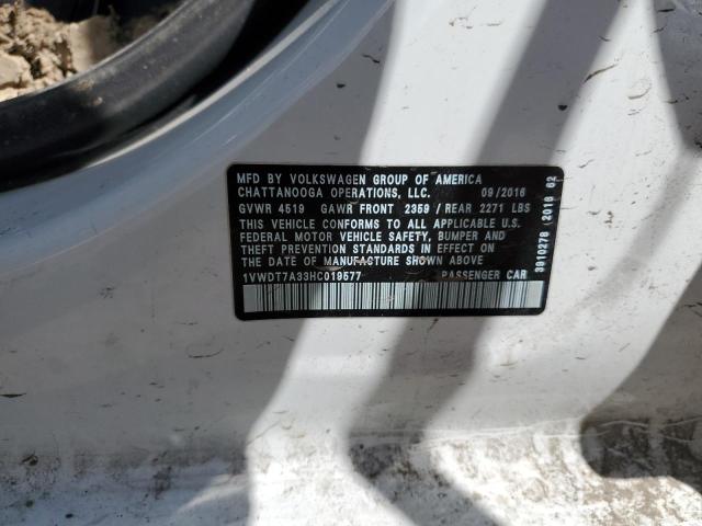 1VWDT7A33HC019577 - 2017 VOLKSWAGEN PASSAT R-LINE Ağ foto 12