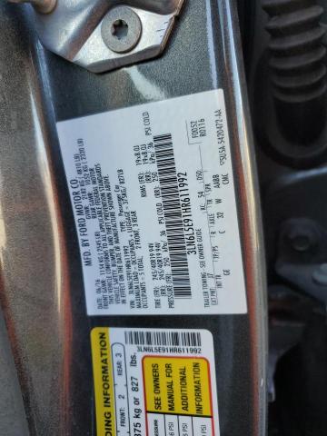 3LN6L5E91HR611992 - 2017 LINCOLN MKZ RESERVE CHARCOAL photo 12