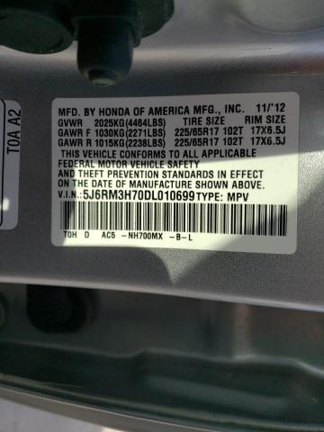 5J6RM3H70DL010699 - 2013 HONDA CR-V EXL SILVER photo 13