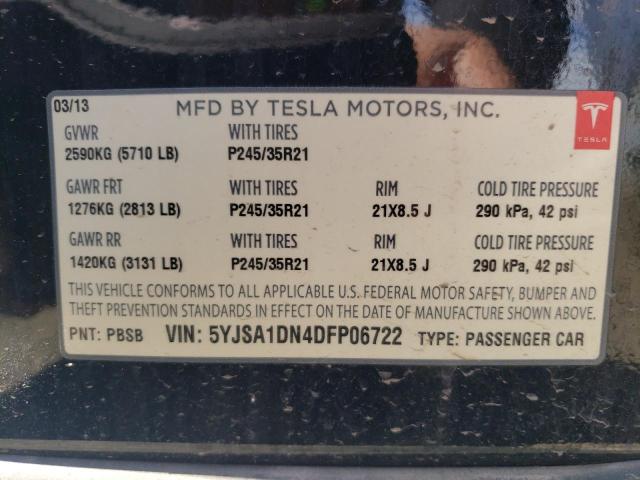 5YJSA1DN4DFP06722 - 2013 TESLA MODEL S 黑色 照片 13