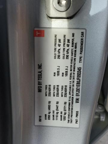 5YJ3E1EB0JF093345 - 2018 TESLA MODEL 3 Silber Foto 12