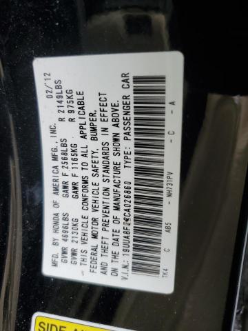 19UUA8F52CA026860 - 2012 ACURA TL BLACK photo 12