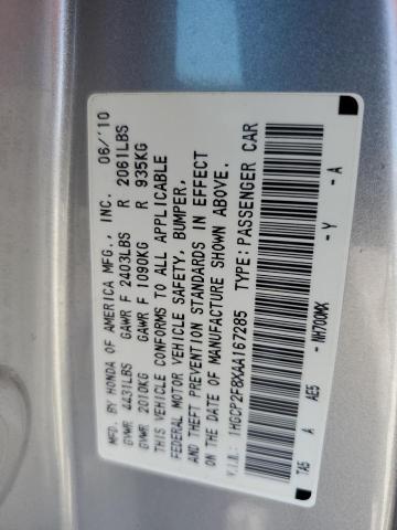 1HGCP2F8XAA167285 - 2010 HONDA ACCORD EXL SILVER photo 12