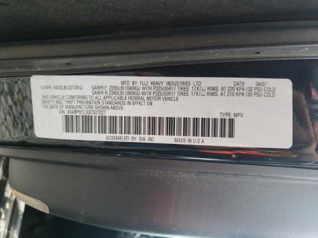 4S4BP61CX87307027 - 2008 SUBARU OUTBACK 2.5I BLACK photo 10