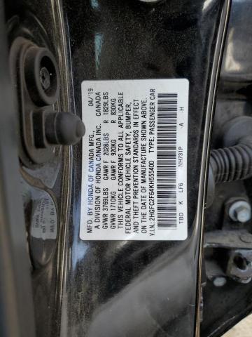 2HGFC2F64KH555400 - 2019 HONDA CIVIC LX BLACK photo 12