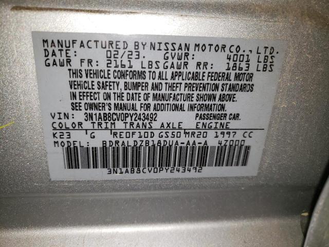 3N1AB8CV0PY243492 - 2023 NISSAN SENTRA SV SILVER photo 12