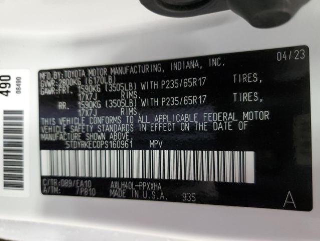 5TDYRKEC0PS160961 - 2023 TOYOTA SIENNA XLE WHITE photo 13