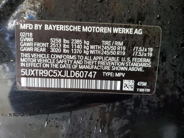 5UXTR9C5XJLD60747 - 2018 BMW X3 XDRIVE30I BLACK photo 13