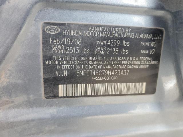 5NPET46C79H423437 - 2009 HYUNDAI SONATA GLS BLUE photo 13