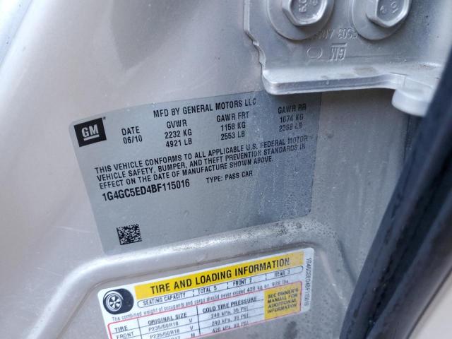 1G4GC5ED4BF115016 - 2011 BUICK LACROSSE CXL Світло-коричневий фото 12