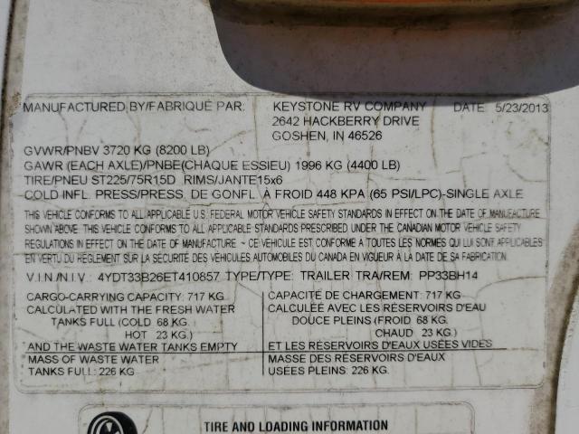 4YDT33B26ET410857 - 2014 KEYSTONE PASSPORT TWO TONE photo 10