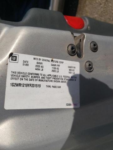 1G2WR1219YF231519 - 2000 PONTIAC GRAND PRIX GTP SILVER photo 12