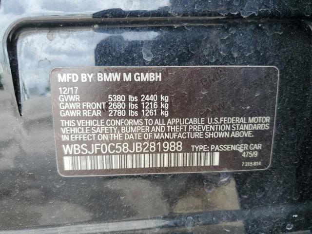 WBSJF0C58JB281988 - 2018 BMW M5 BLACK photo 12