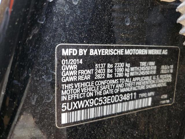 5UXWX9C53E0D34811 - 2014 BMW X3 XDRIVE28I BLACK photo 13