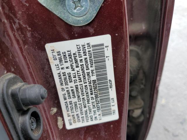 19XFB2F88EE260268 - 2014 HONDA CIVIC EX RED photo 13