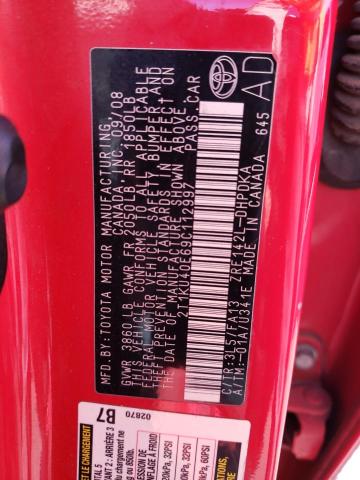 2T1KU40E69C112997 - 2009 TOYOTA MATRIX RED photo 12